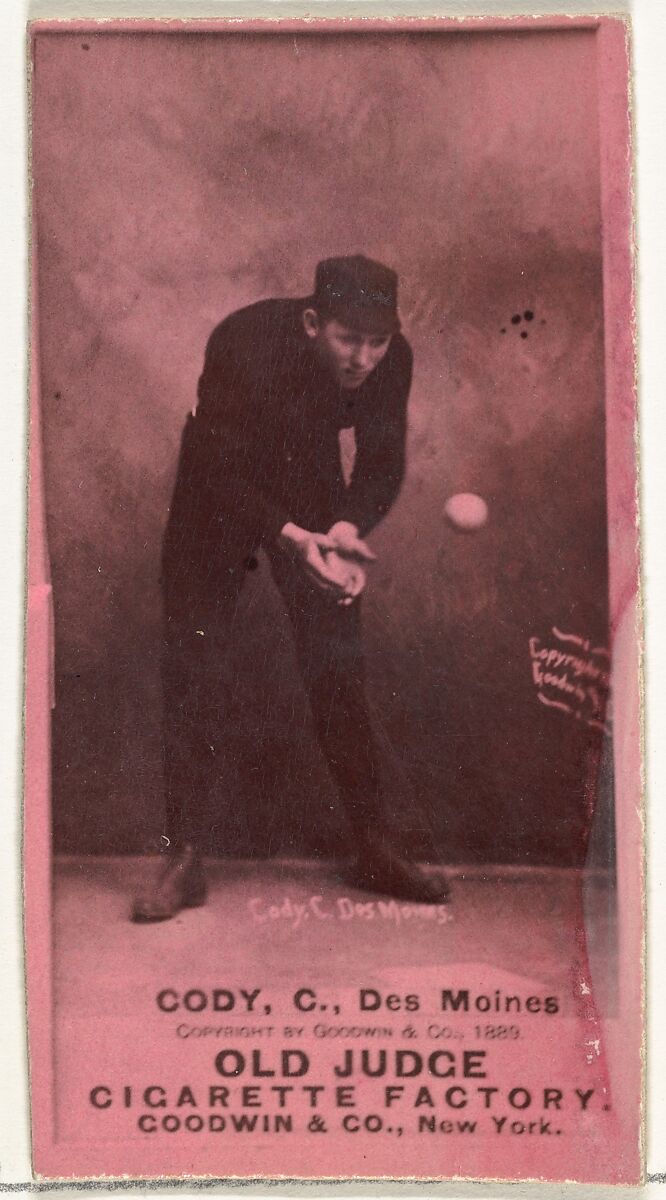 Michael J. Cody, Catcher, Des Moines Prohibitionists, from the Old Judge series (N172) for Old Judge Cigarettes, Issued by Goodwin &amp; Company, Albumen photograph 