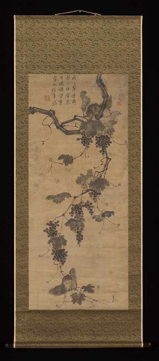 Grapevine and Squirrels, Unidentified artist, Hanging scroll; ink and color on paper, Korea