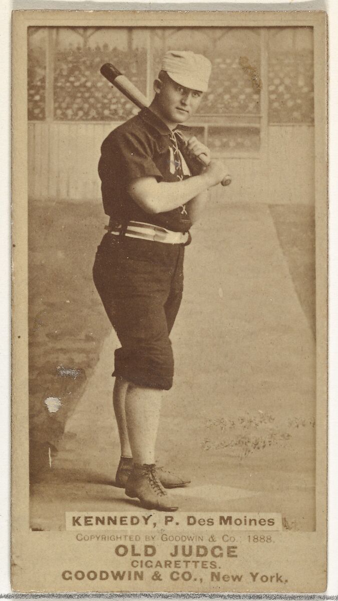Theodore A. "Ted" Kennedy, Pitcher, Des Moines Prohibitionists, from the Old Judge series (N172) for Old Judge Cigarettes, Issued by Goodwin &amp; Company, Albumen photograph 