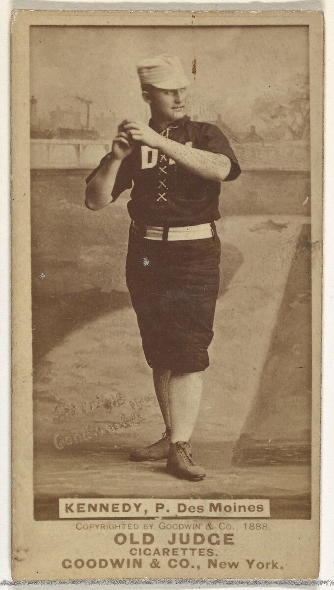 Theodore A. "Ted" Kennedy, Pitcher, Des Moines Prohibitionists, from the Old Judge series (N172) for Old Judge Cigarettes, Issued by Goodwin &amp; Company, Albumen photograph 