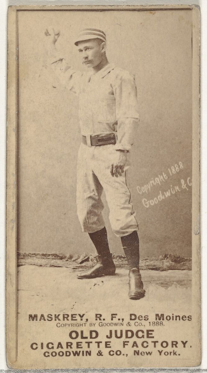 Samuel Leech Maskrey, Right Field, Des Moines Prohibitionists, from the Old Judge series (N172) for Old Judge Cigarettes, Issued by Goodwin &amp; Company, Albumen photograph 