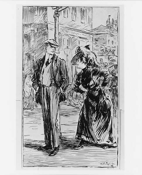 Street scene, from Evelyn Van Buren's,"Pippin" 1913, published by Century Company, Reginald Bathurst Birch (American, London 1856–1943 New York), Pen and ink on cardboard 