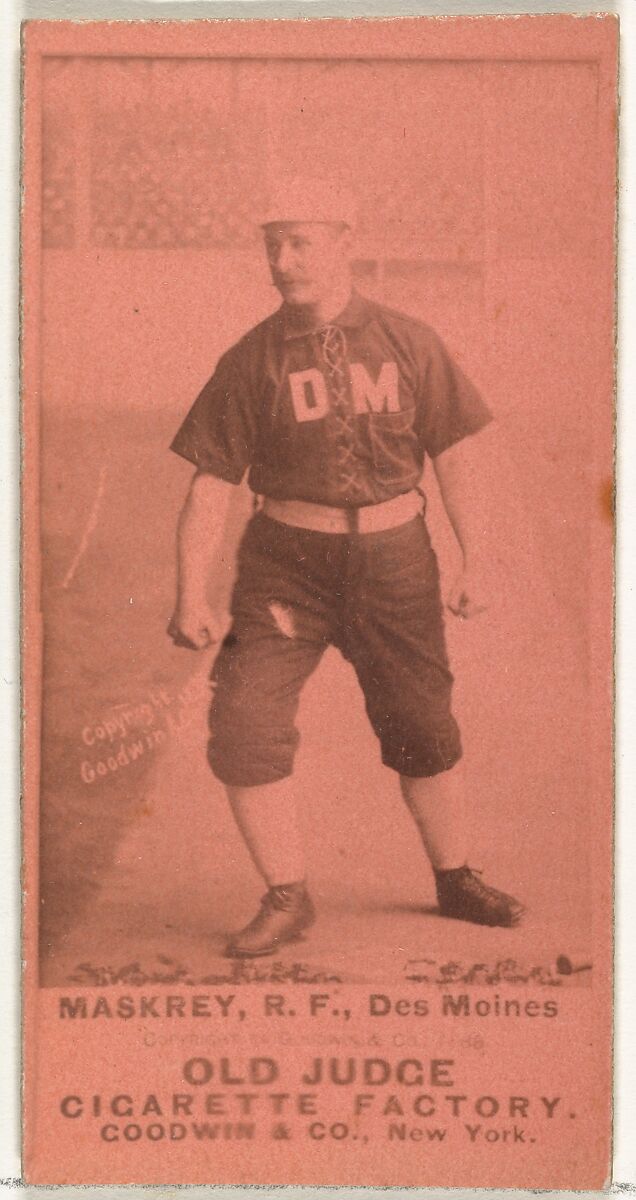Samuel Leech Maskrey, Right Field, Des Moines Prohibitionists, from the Old Judge series (N172) for Old Judge Cigarettes, Issued by Goodwin &amp; Company, Albumen photograph 