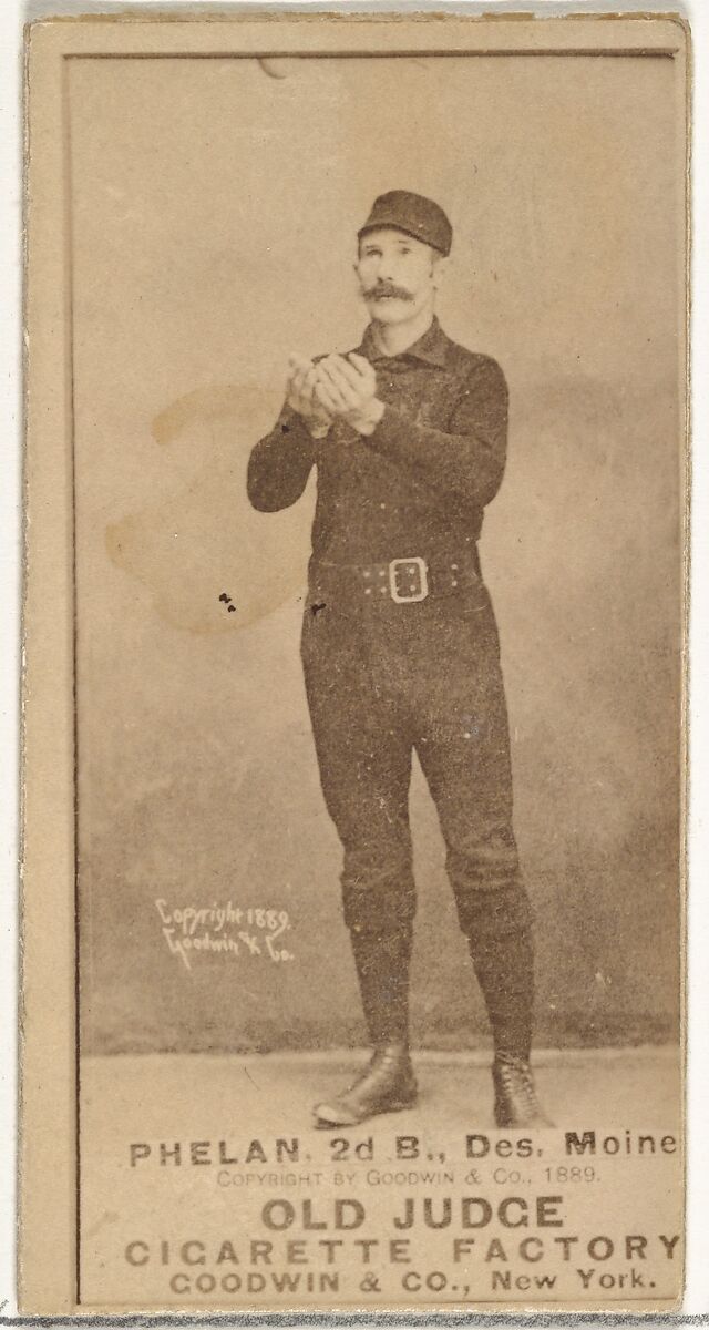 James Dickson "Dick" Phelan, 2nd Base, Des Moines Prohibitionists, from the Old Judge series (N172) for Old Judge Cigarettes, Issued by Goodwin &amp; Company, Albumen photograph 