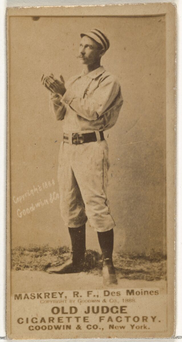 Samuel Leech Maskrey, Right Field, Des Moines Prohibitionists, from the Old Judge series (N172) for Old Judge Cigarettes, Issued by Goodwin &amp; Company, Albumen photograph 