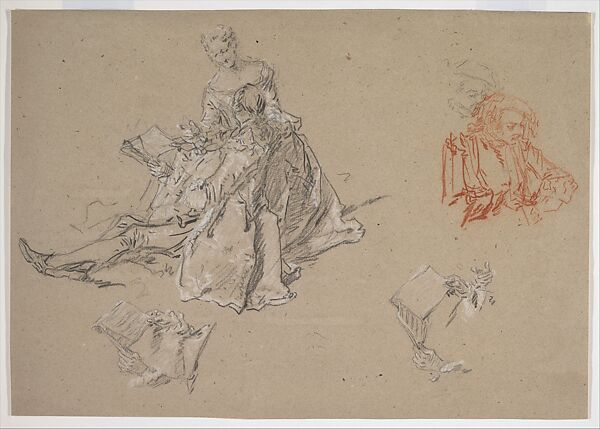 Studies of a Couple Seated on the Ground, Looking at a Songbook