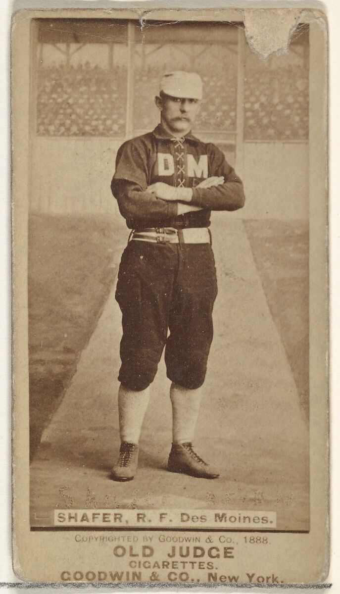 George W. Shafer, Right Field, Des Moines Prohibitionists, from the Old Judge series (N172) for Old Judge Cigarettes, Issued by Goodwin &amp; Company, Albumen photograph 