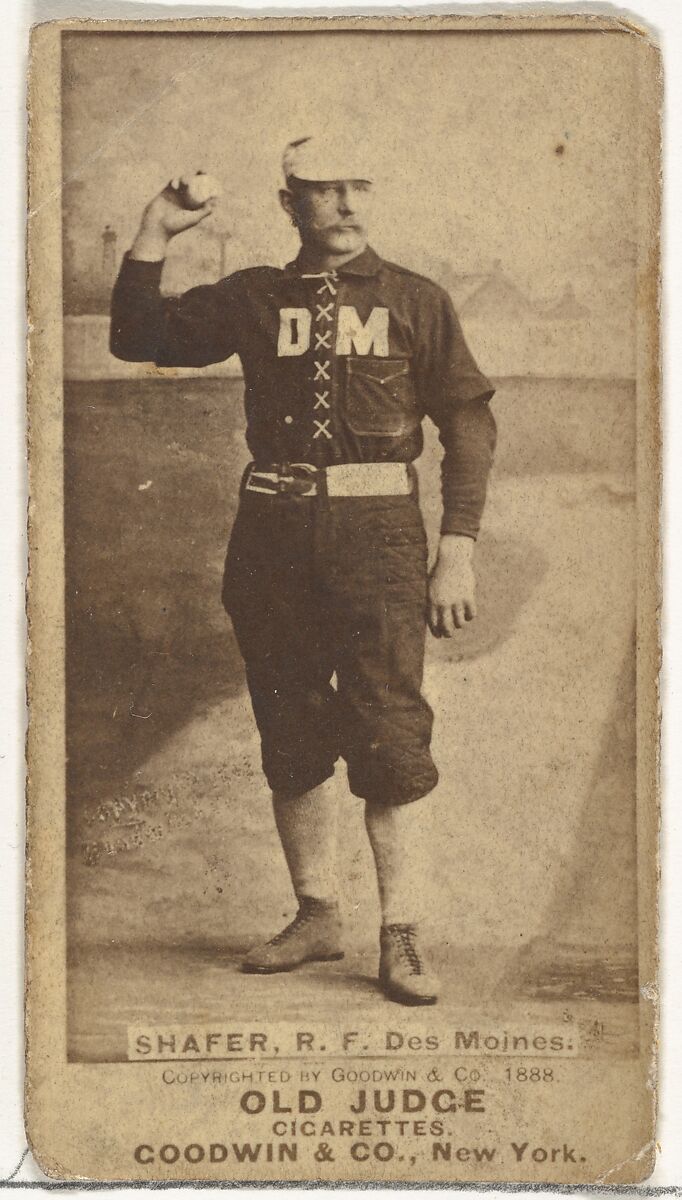 George W. Shafer, Right Field, Des Moines Prohibitionists, from the Old Judge series (N172) for Old Judge Cigarettes, Issued by Goodwin &amp; Company, Albumen photograph 