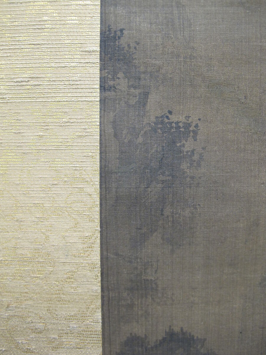 Rainy Landscape with Travelers, Unidentified artist, Hanging scroll; ink and color on silk, Korea