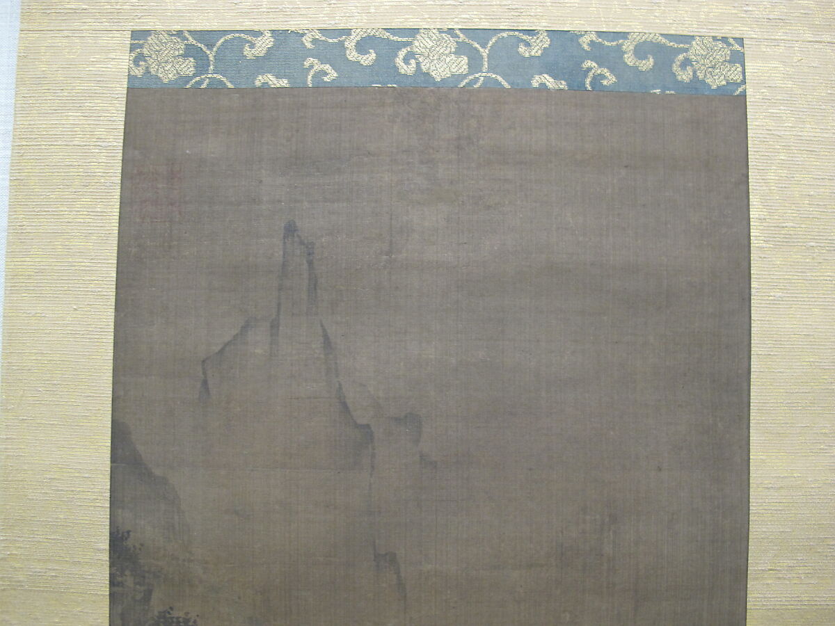 Rainy Landscape with Travelers, Unidentified artist, Hanging scroll; ink and color on silk, Korea