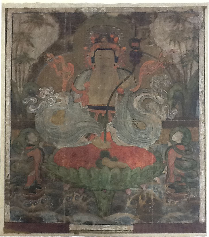 Guanyin Seated on a Lotus Throne, Ink on silk, Korea 
