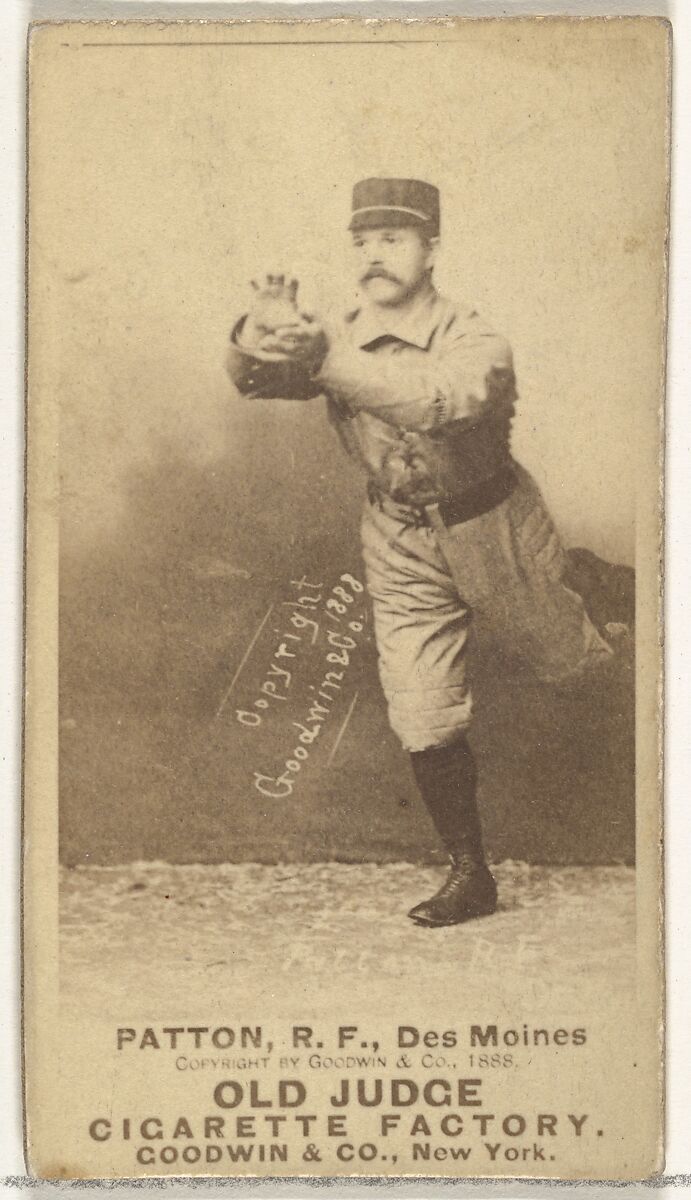 Patton, Right Field, Des Moines Prohibitionists, from the Old Judge series (N172) for Old Judge Cigarettes, Issued by Goodwin &amp; Company, Albumen photograph 
