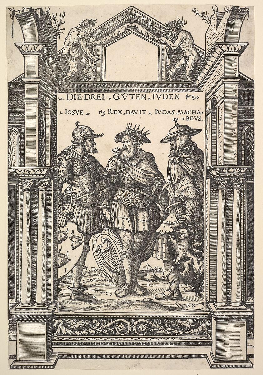 The Three Jewish Heroes (Die Drei Guten Juden), from Heroes and Heroines, Hans Burgkmair (German, Augsburg 1473–1531 Augsburg), Woodcut; second state of three (Hollstein) 