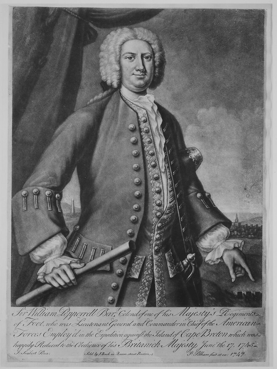 Sir William Pepperrell, Engraved and published by Peter Pelham (American (born England), London 1697–1751 Boston, Massachusetts), Mezzotint 
