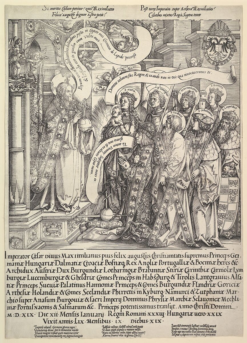 Maximilian Presented by his Patron Saints to the Almighty, Hans Springinklee  German, Woodcut