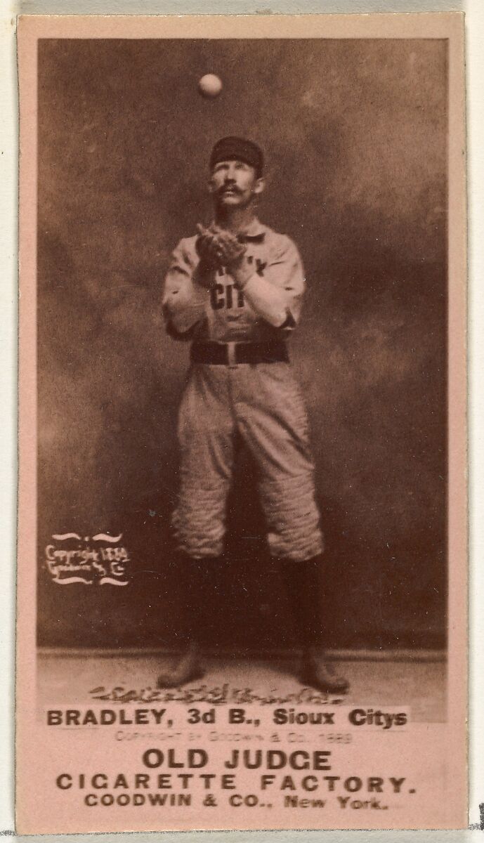 George Washington "Grin" Bradley, 3rd Base, Sioux City Corn Huskers, from the Old Judge series (N172) for Old Judge Cigarettes, Issued by Goodwin &amp; Company, Albumen photograph 