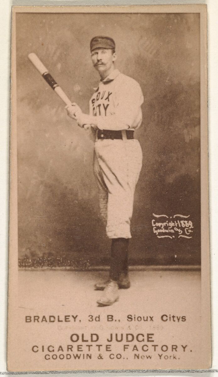 George Washington "Grin" Bradley, 3rd Base, Sioux City Corn Huskers, from the Old Judge series (N172) for Old Judge Cigarettes, Issued by Goodwin &amp; Company, Albumen photograph 