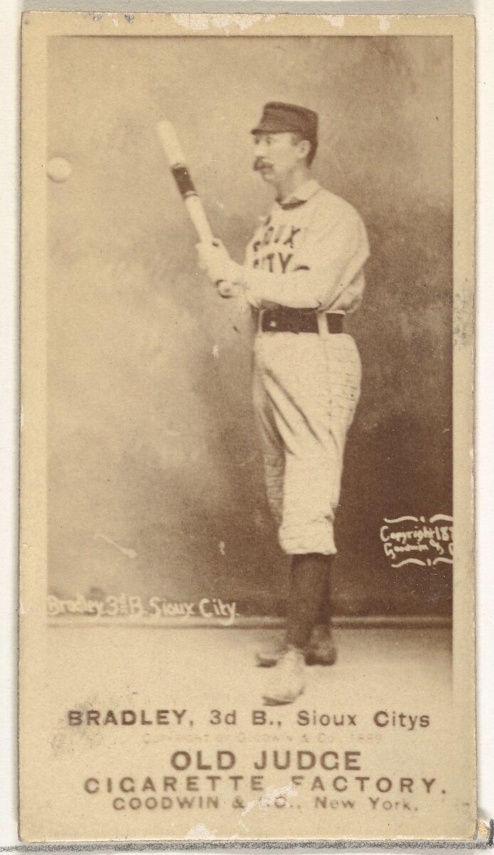 George Washington "Grin" Bradley, 3rd Base, Sioux City Corn Huskers, from the Old Judge series (N172) for Old Judge Cigarettes, Issued by Goodwin &amp; Company, Albumen photograph 