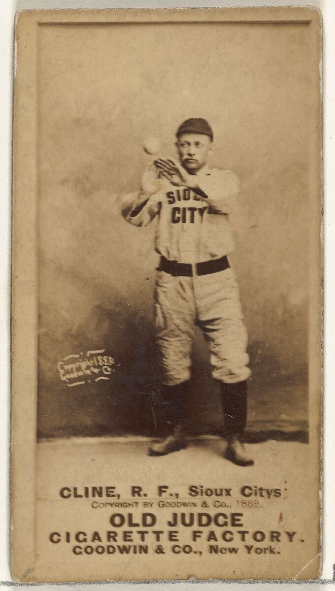 John P. "Monk" Cline, Right Field, Sioux City Corn Huskers, from the Old Judge series (N172) for Old Judge Cigarettes, Issued by Goodwin &amp; Company, Albumen photograph 