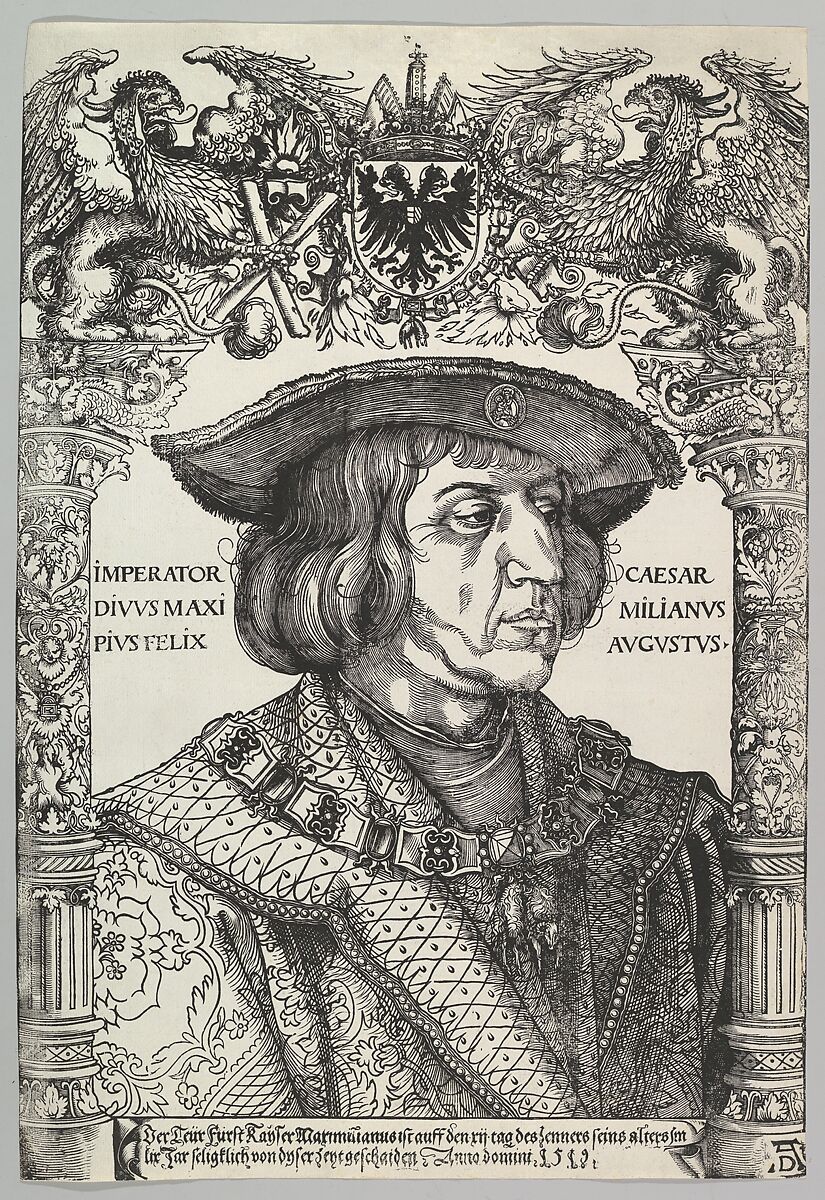 Portrait of Emperor Maximilian I, Hans Weiditz the Younger (German, Freiburg im Breisgau before 1500–ca. 1536 Strasbourg), Woodcut 
