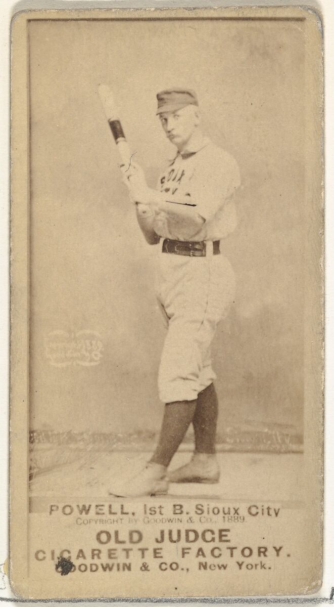 James Edwin "Jim" Powell, Manager and 1st Base, Sioux City Corn Huskers, from the Old Judge series (N172) for Old Judge Cigarettes, Issued by Goodwin &amp; Company, Albumen photograph 