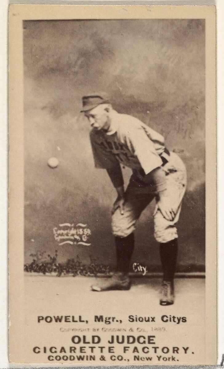 James Edwin "Jim" Powell, Manager and 1st Base, Sioux City Corn Huskers, from the Old Judge series (N172) for Old Judge Cigarettes, Issued by Goodwin &amp; Company, Albumen photograph 