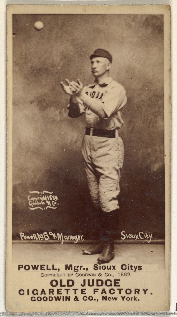 James Edwin "Jim" Powell, Manager and 1st Base, Sioux City Corn Huskers, from the Old Judge series (N172) for Old Judge Cigarettes, Issued by Goodwin &amp; Company, Albumen photograph 