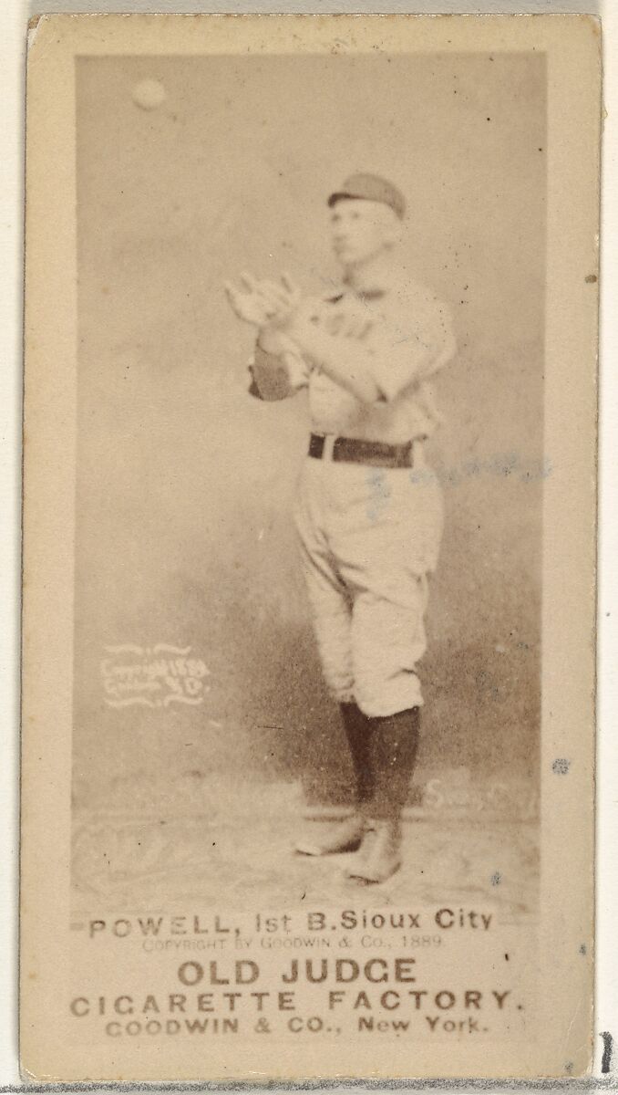 James Edwin "Jim" Powell, Manager and 1st Base, Sioux City Corn Huskers, from the Old Judge series (N172) for Old Judge Cigarettes, Issued by Goodwin &amp; Company, Albumen photograph 