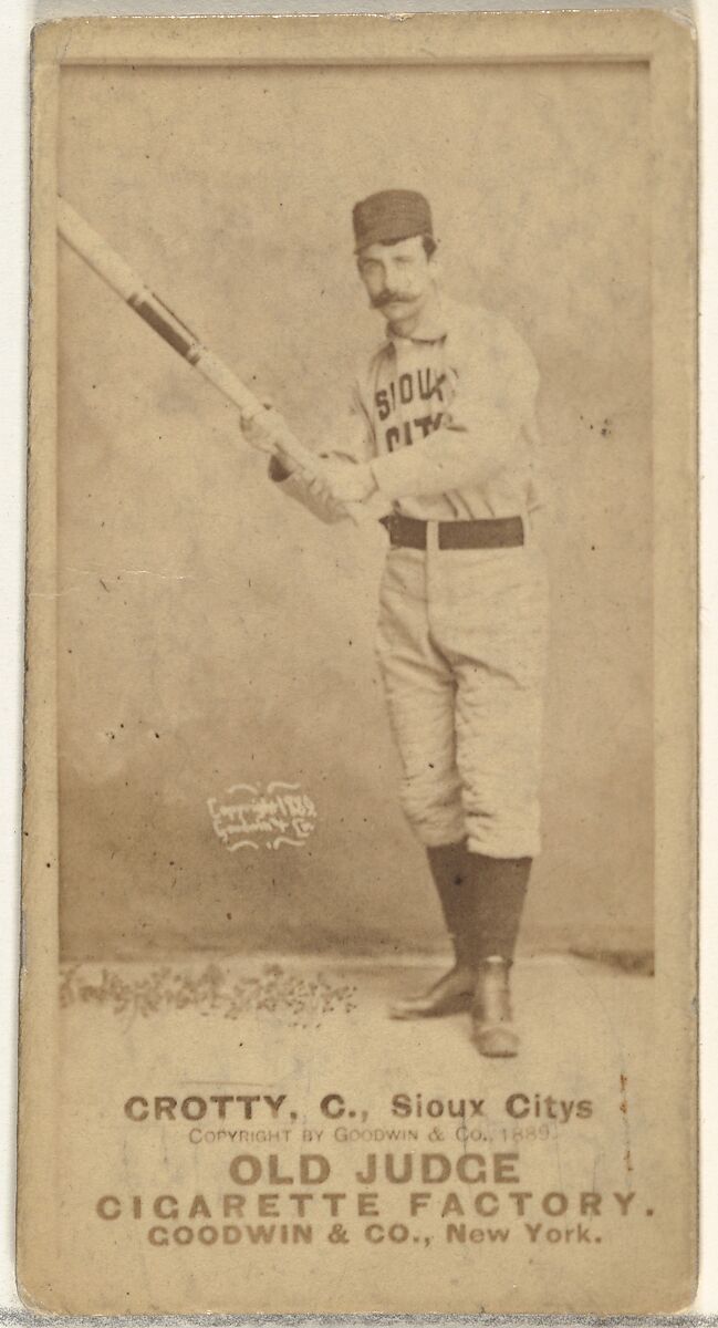 Joseph P. "Joe" Crotty, Catcher, Sioux City Corn Huskers, from the Old Judge series (N172) for Old Judge Cigarettes, Issued by Goodwin &amp; Company, Albumen photograph 