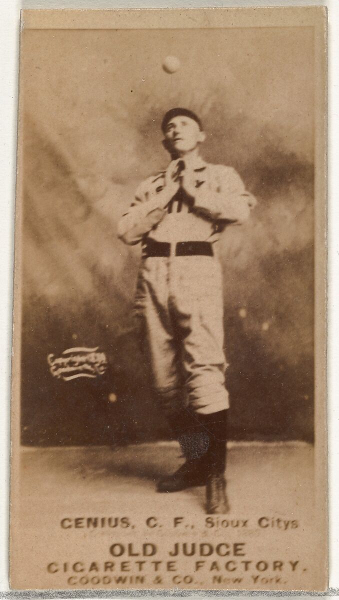 C. Frank Genins, Center Field, Sioux City Corn Huskers, from the Old Judge series (N172) for Old Judge Cigarettes, Issued by Goodwin &amp; Company, Albumen photograph 