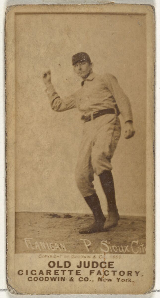 Thomas Flanagan, Pitcher, Sioux City Corn Huskers, from the Old Judge series (N172) for Old Judge Cigarettes, Issued by Goodwin &amp; Company, Albumen photograph 
