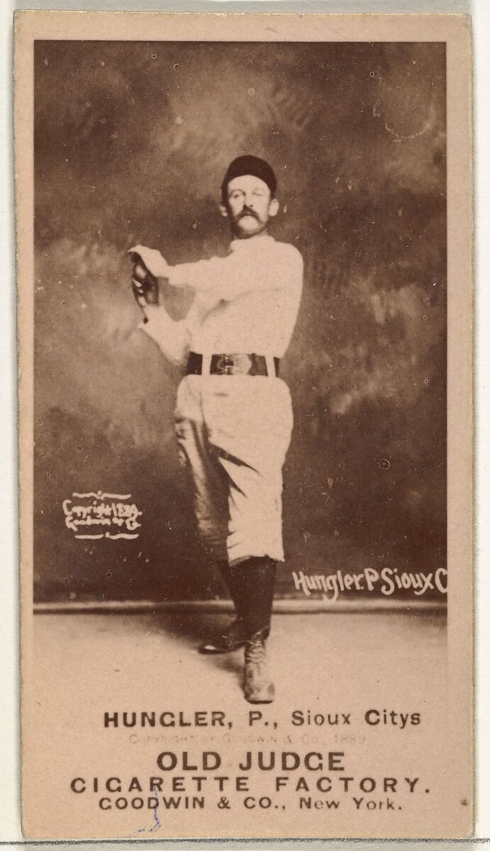 Al C. Hungler, Pitcher, Sioux City Corn Huskers, from the Old Judge series (N172) for Old Judge Cigarettes, Issued by Goodwin &amp; Company, Albumen photograph 