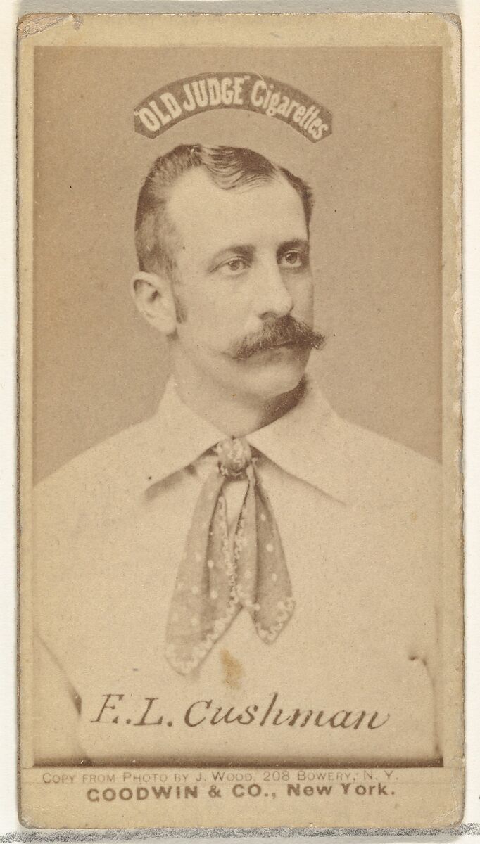 F.L. Cushman, from the Old Judge series (N172) for Old Judge Cigarettes, Issued by Goodwin &amp; Company, Albumen photograph 