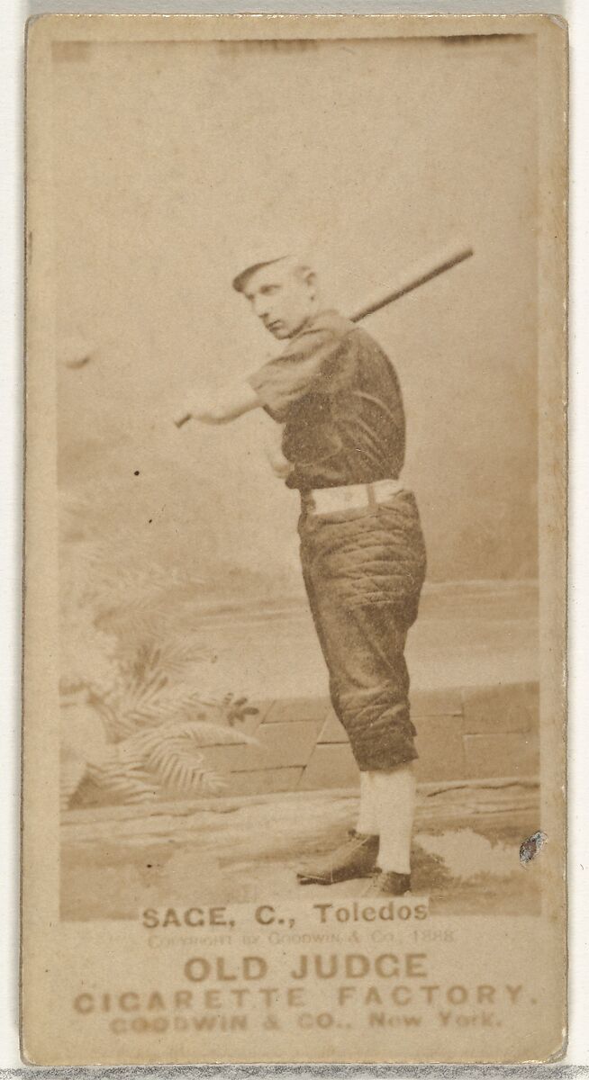 Harry "Doc" Sage, Catcher, Toledo, from the Old Judge series (N172) for Old Judge Cigarettes, Issued by Goodwin &amp; Company, Albumen photograph 