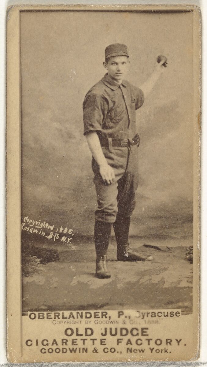 Hartman Louis "Doc" Oberlander, Pitcher, Syracuse, from the Old Judge series (N172) for Old Judge Cigarettes, Issued by Goodwin &amp; Company, Albumen photograph 