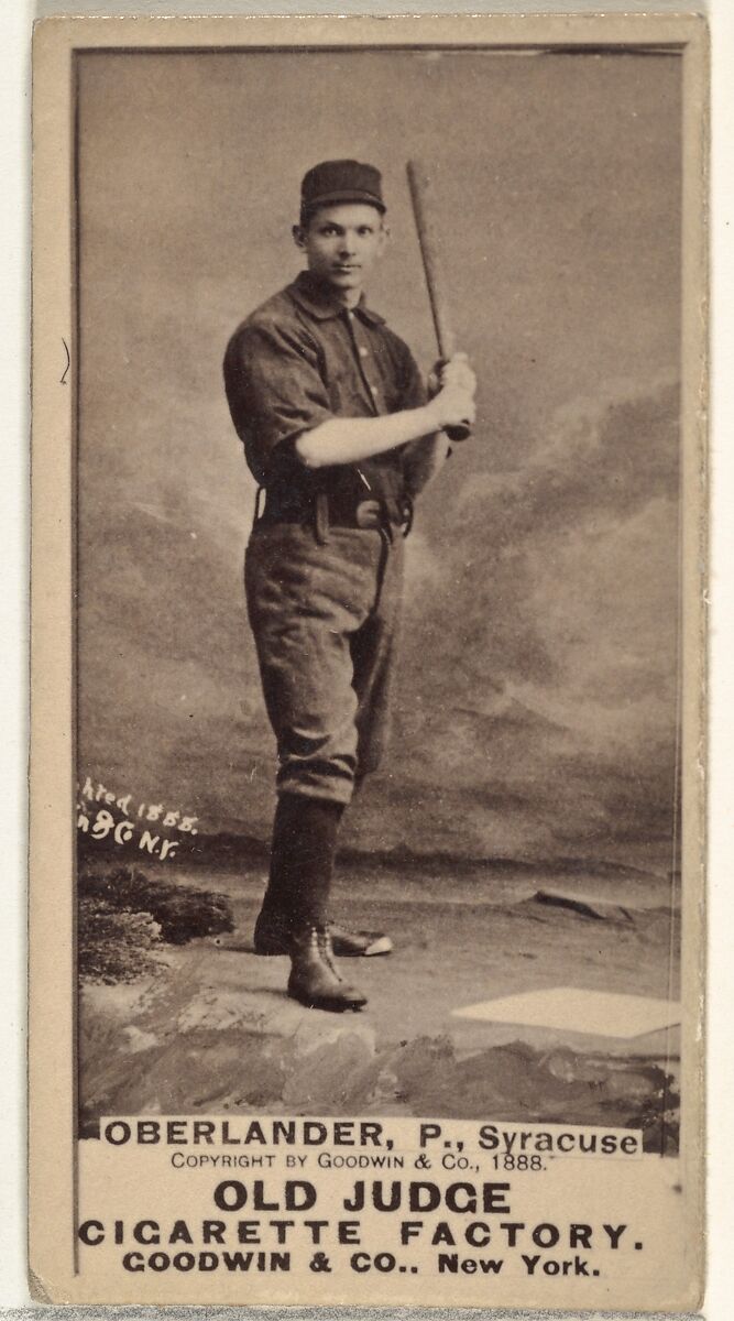 Hartman Louis "Doc" Oberlander, Pitcher, Syracuse, from the Old Judge series (N172) for Old Judge Cigarettes, Issued by Goodwin &amp; Company, Albumen photograph 