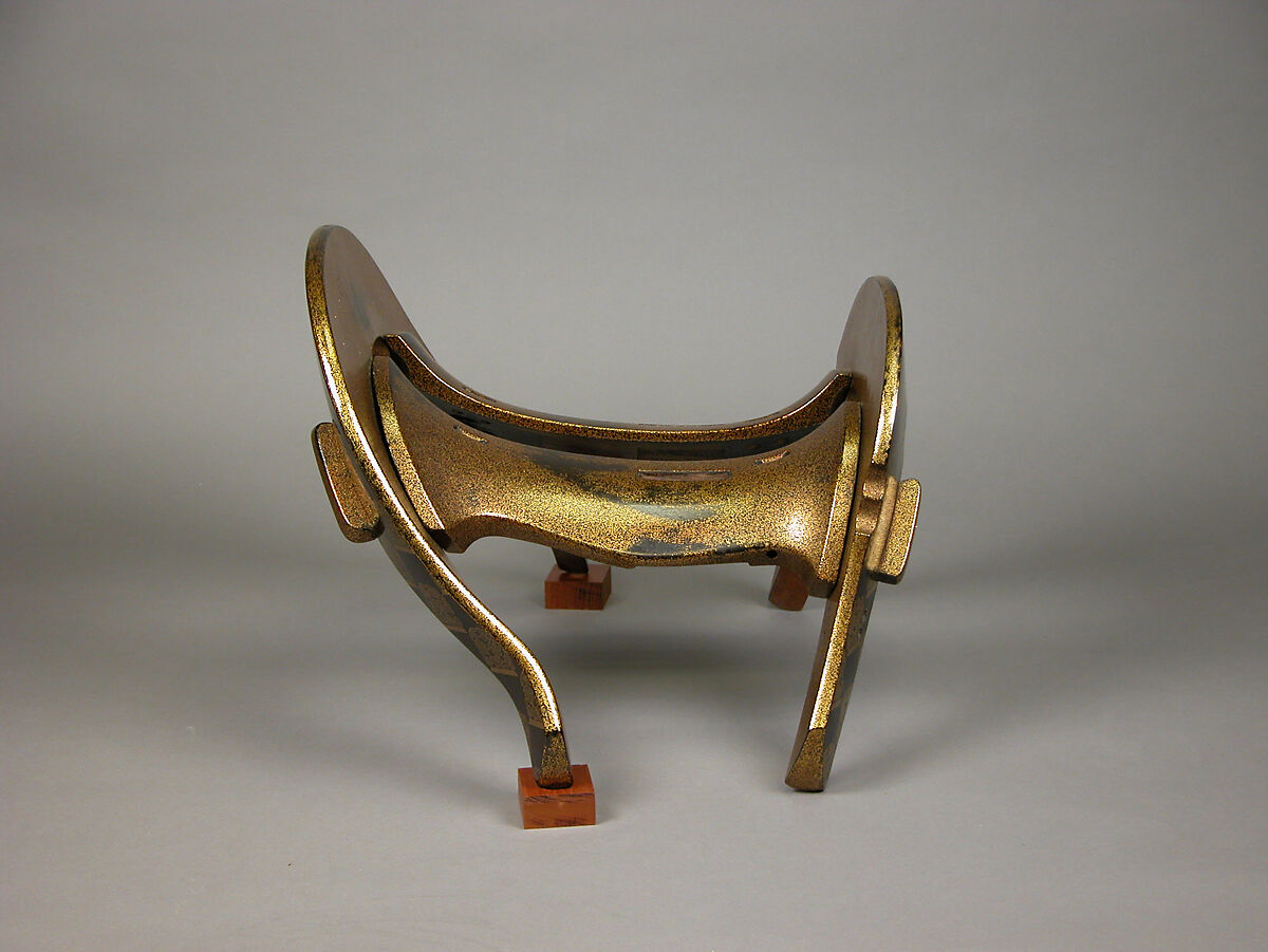 Saddle (Kura) with Stylized Flowers, Saddle: Gold maki-e with black lacquer decoration:Pommel: lacquered wood with gold and silver takamaki-e and hiramaki-e on black ground; seat: nashiji (“pear-skin” ground), Japan