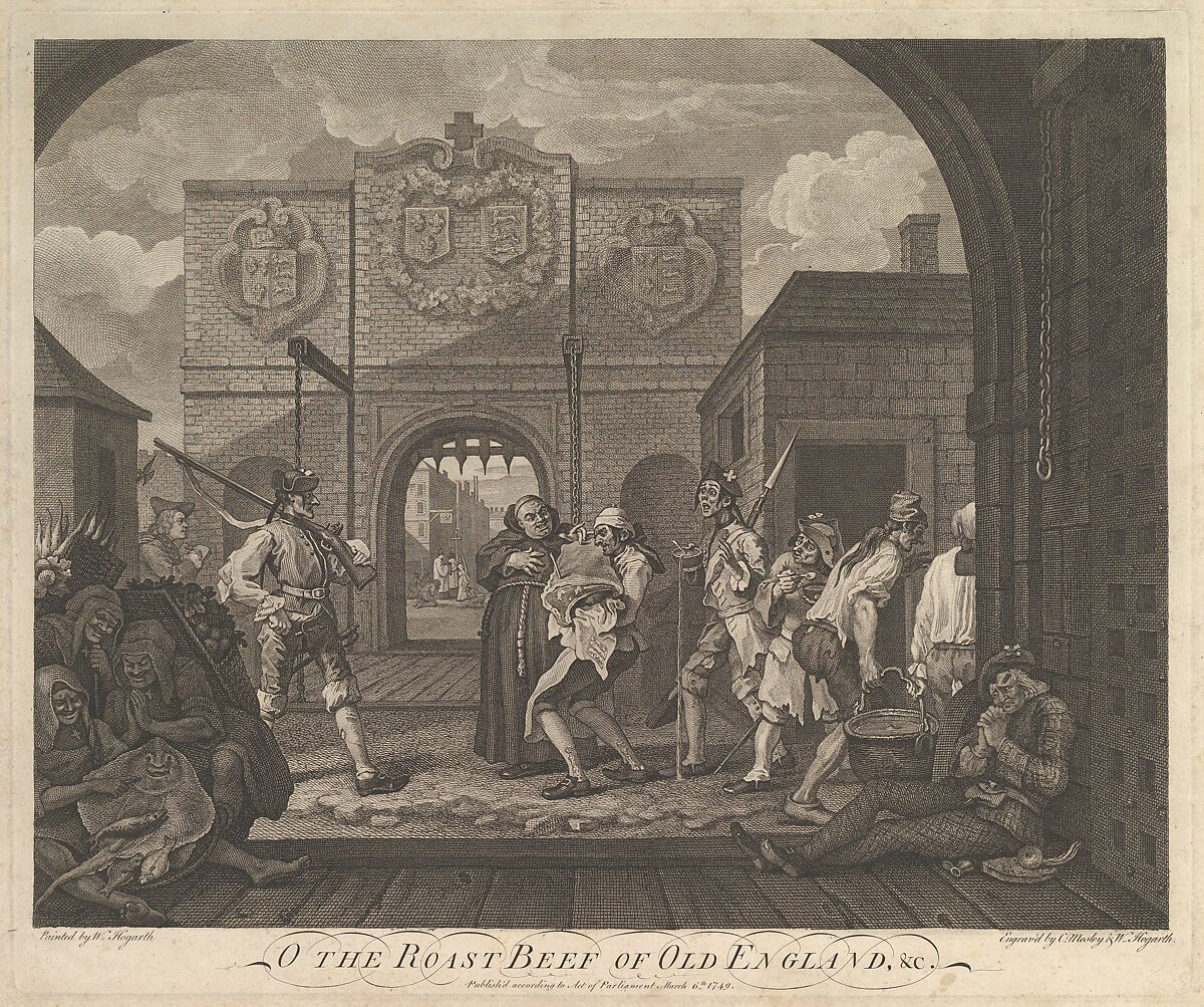 O the Roast Beef of Old England--The Gate of Caiais, William Hogarth (British, London 1697–1764 London), Etching and engraving; second state of two 