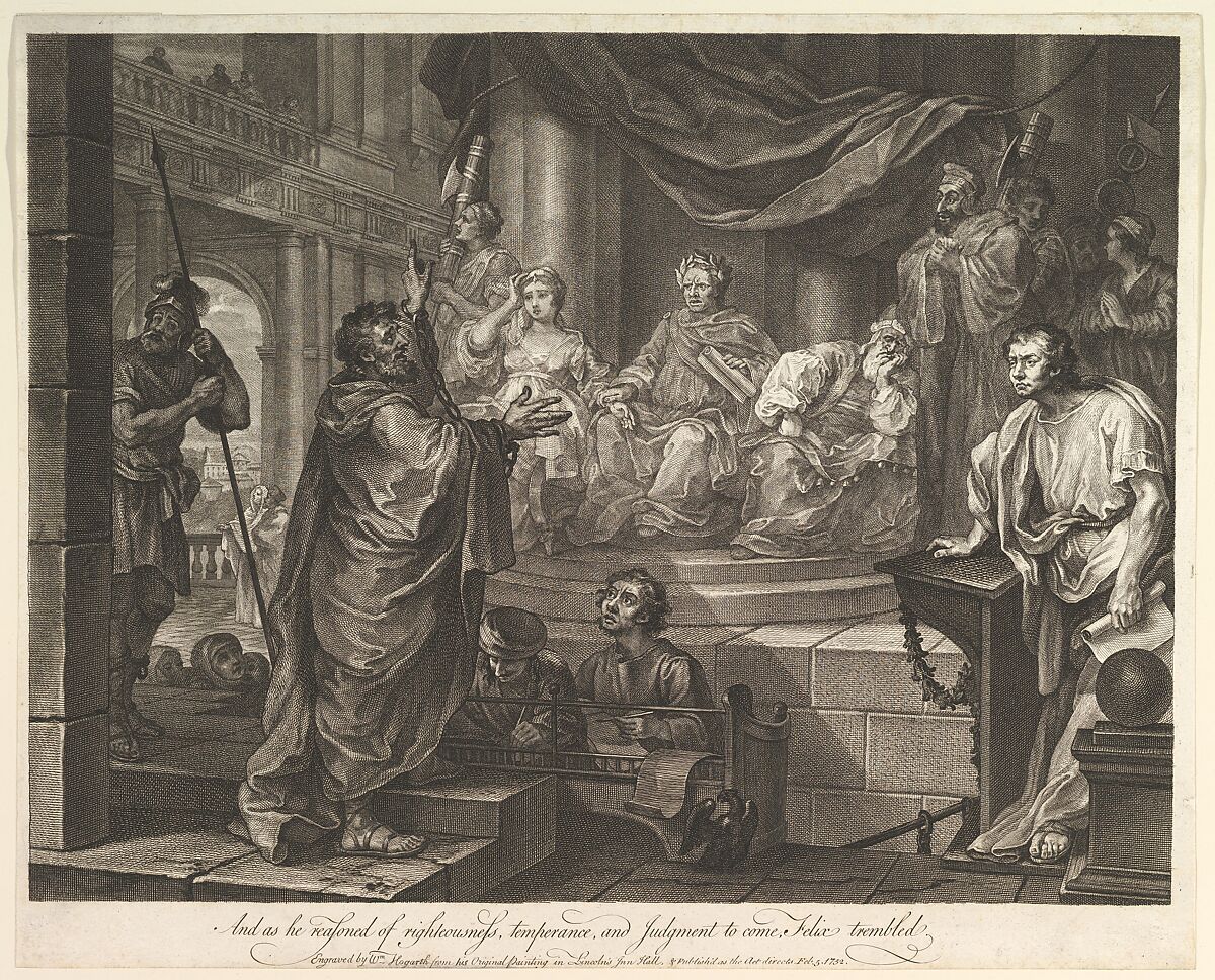 Paul Before Felix, William Hogarth (British, London 1697–1764 London), Etching and engraving; third state of three 