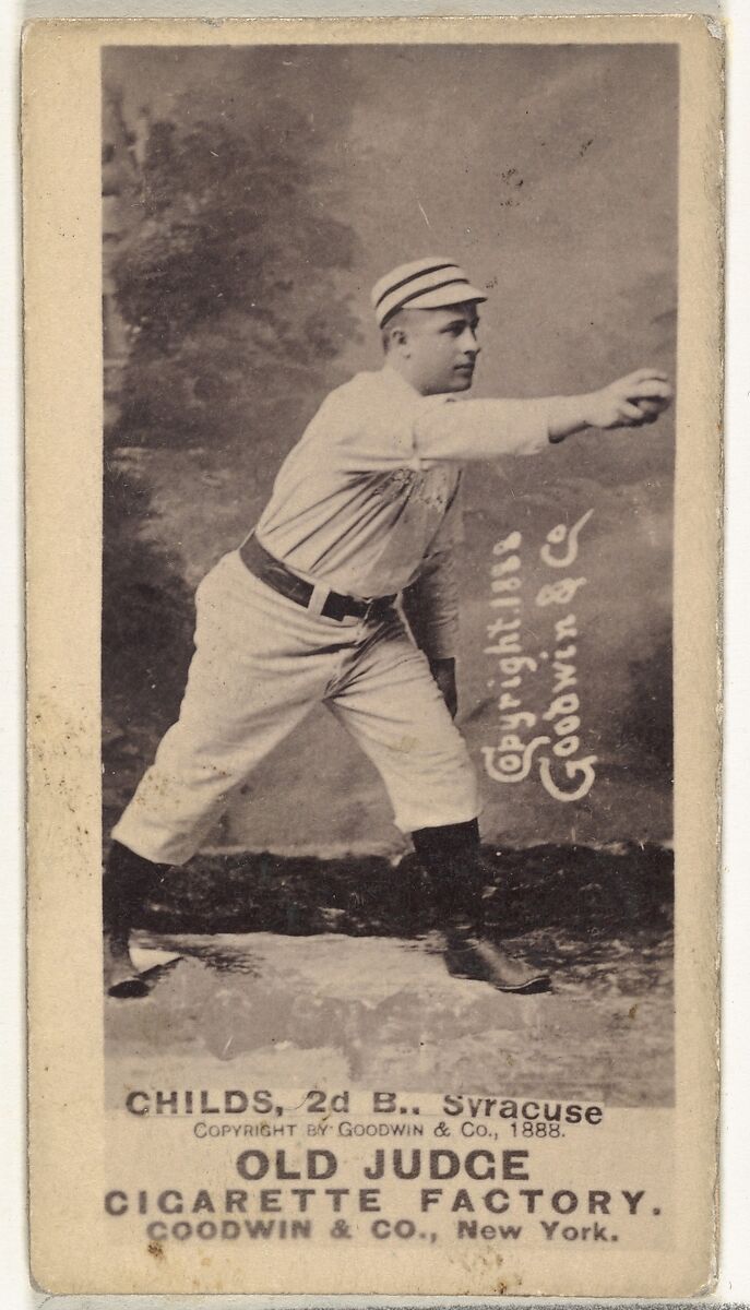 Clarence Algernon "Cupid" Childs, 2nd Base, Syracuse Stars, from the Old Judge series (N172) for Old Judge Cigarettes, Issued by Goodwin &amp; Company, Albumen photograph 