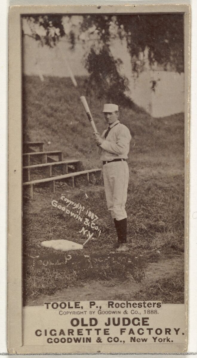 Stephen John "Steve" Toole, Pitcher, Rochester, from the Old Judge series (N172) for Old Judge Cigarettes, Issued by Goodwin &amp; Company, Albumen photograph 