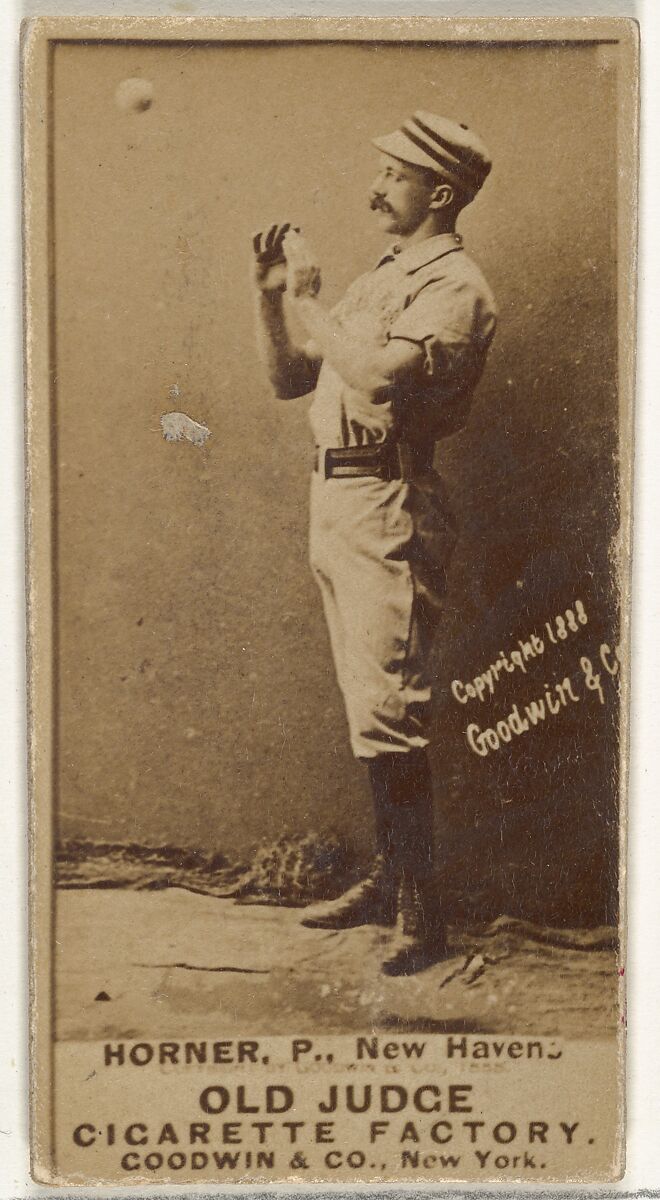 William "Jack" Frank Horner, Pitcher, New Haven, from the Old Judge series (N172) for Old Judge Cigarettes, Issued by Goodwin &amp; Company, Albumen photograph 