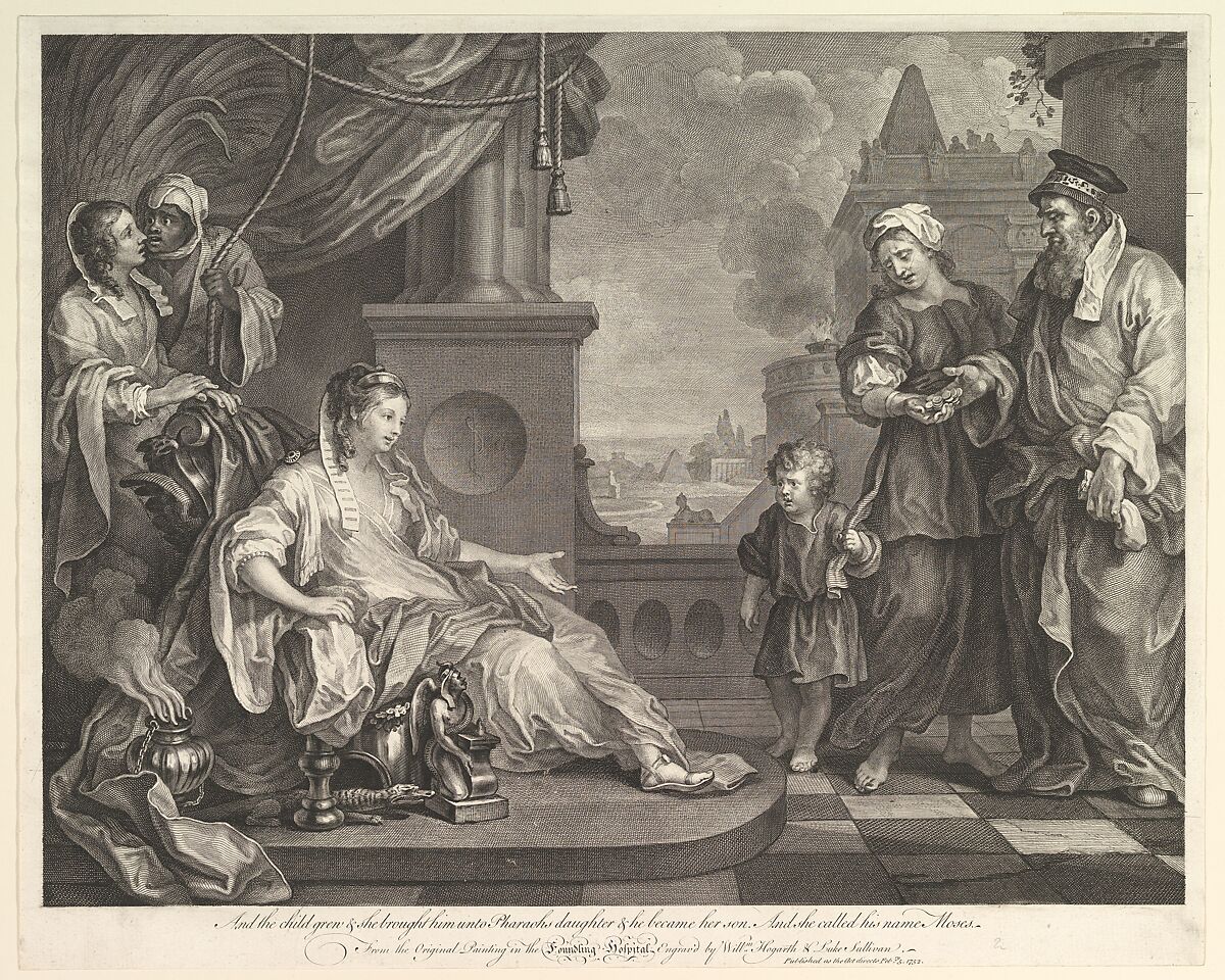 Moses Brought to Pharaoh's Daughter (Exodus 2:10), William Hogarth (British, London 1697–1764 London), Engraving; fourth state of four 