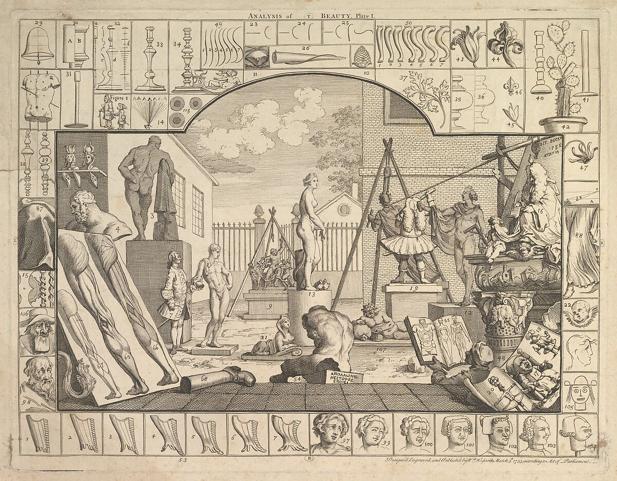 Analysis of Beauty, Plate 1, William Hogarth (British, London 1697–1764 London), Etching and engraving; third state of three 