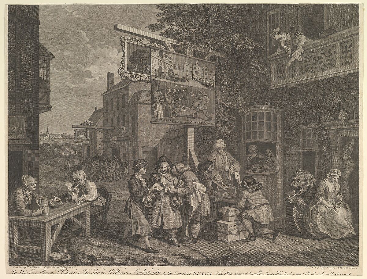 Canvassing for Votes, Plate II: Four Prints of an Election, Charles Grignion, I (British, London baptised 1721–1810 London), Etching and engraving; sixth state of six 