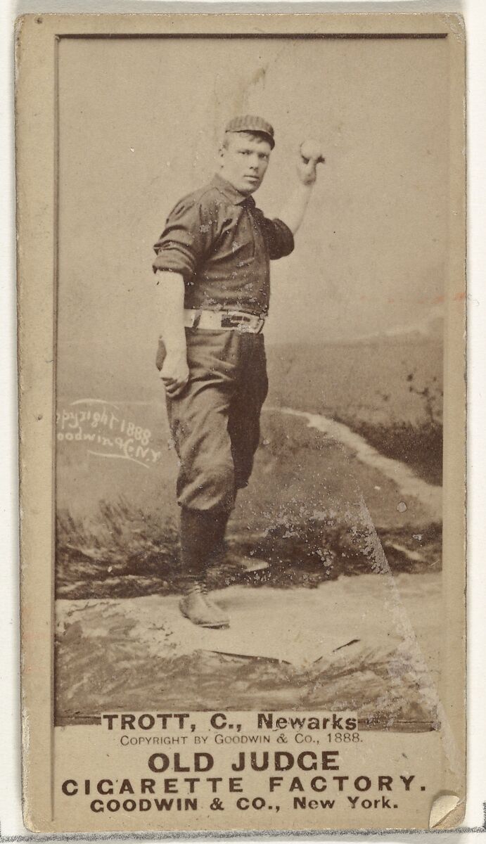 Samuel W. "Sam" Trott, Catcher, Newark, from the Old Judge series (N172) for Old Judge Cigarettes, Issued by Goodwin &amp; Company, Albumen photograph 