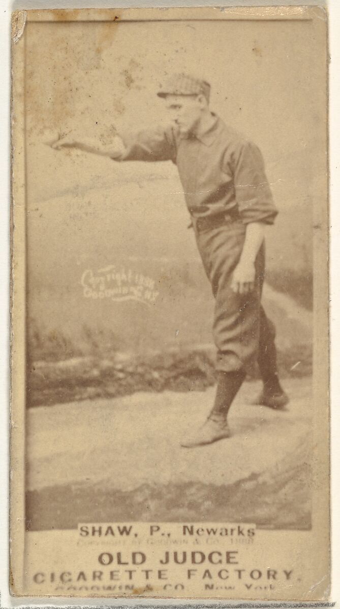 Frederick Lander "Dupee" Shaw, Pitcher, Newark Little Giants, from the Old Judge series (N172) for Old Judge Cigarettes, Issued by Goodwin &amp; Company, Albumen photograph 