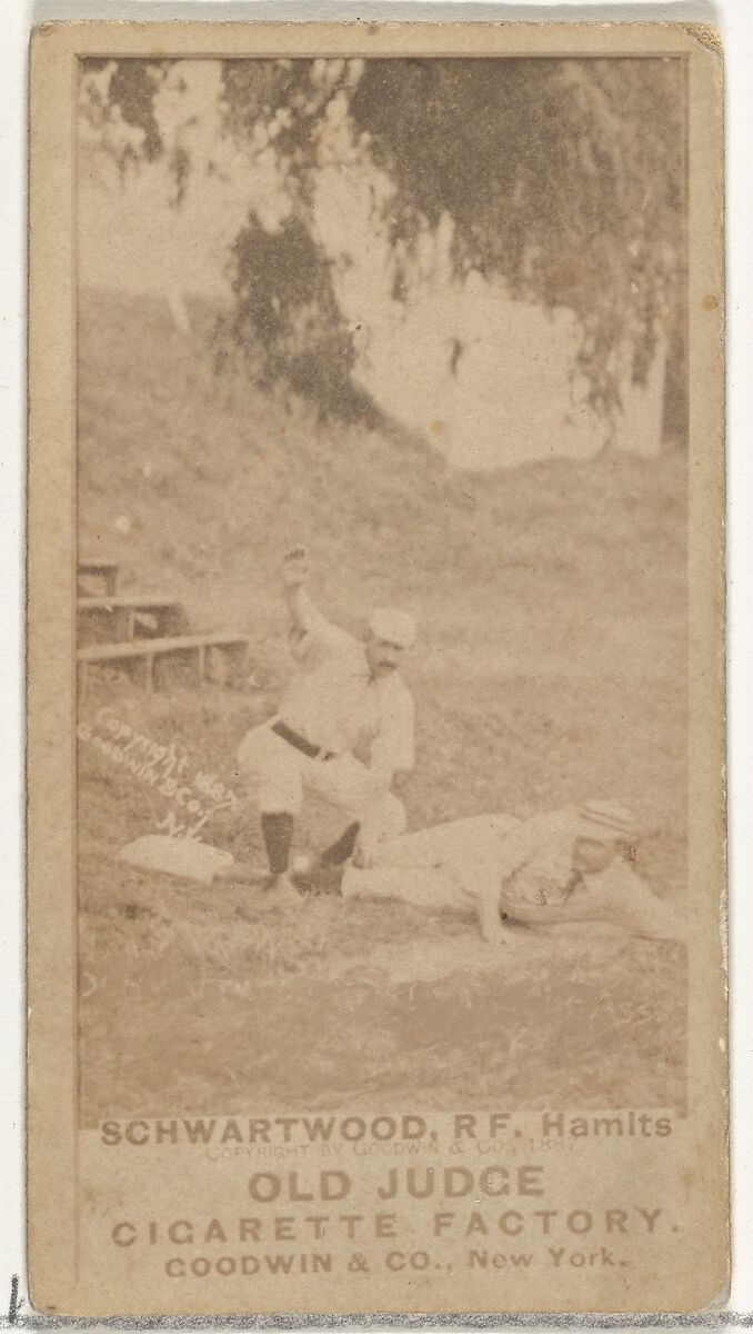 Schwartwood, Right Field, Hamit, from the Old Judge series (N172) for Old Judge Cigarettes, Issued by Goodwin &amp; Company, Albumen photograph 