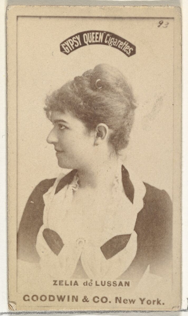 Zelia de Lussan, from the Actors and Actresses series (N171) for Gypsy Queen Cigarettes, Issued by Goodwin &amp; Company, Albumen photograph 
