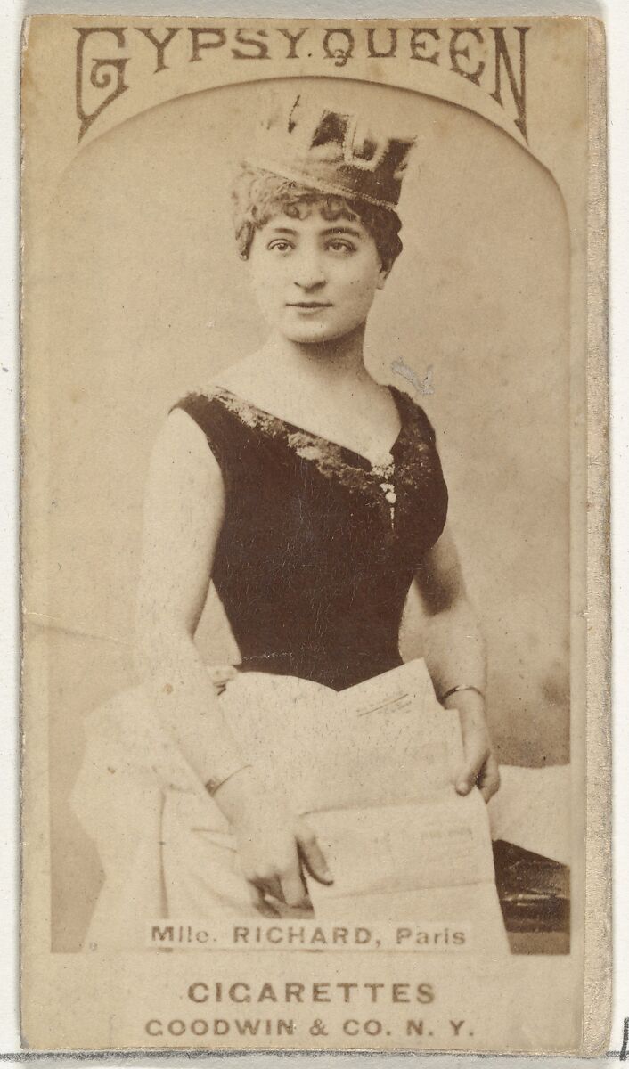 Mlle. Richard, Paris, from the Actors and Actresses series (N171) for Gypsy Queen Cigarettes, Issued by Goodwin &amp; Company, Albumen photograph 
